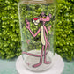 Pink panther eco solvent custom design glass can cup perfect for hot and cold drinks. Durable Custom 16 oz glass can