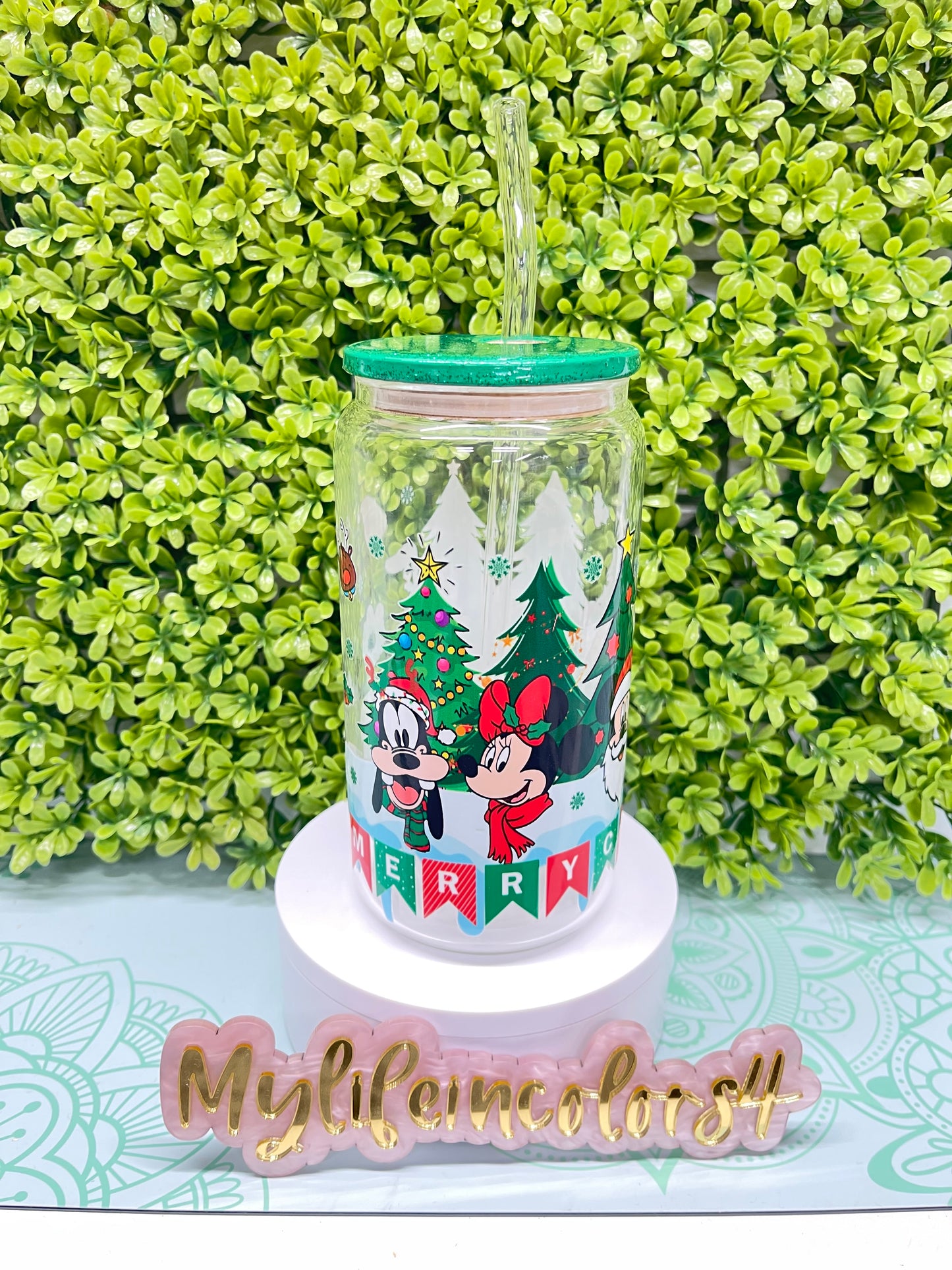 Custom Character 16 oz Glass Can Cup personalized christmas. christmas tumbler perfect gift , stuffer for adults and kids