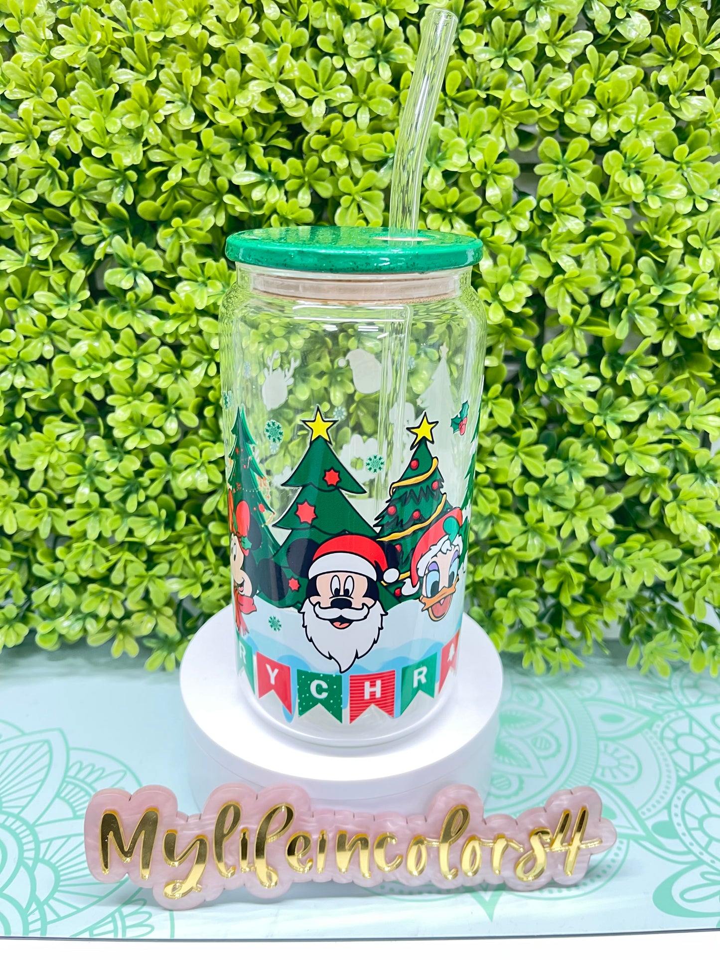 Custom Character 16 oz Glass Can Cup personalized christmas. christmas tumbler perfect gift , stuffer for adults and kids