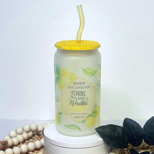 Vodka Lemons and Lemonade Personalized 16 oz Glass can cup