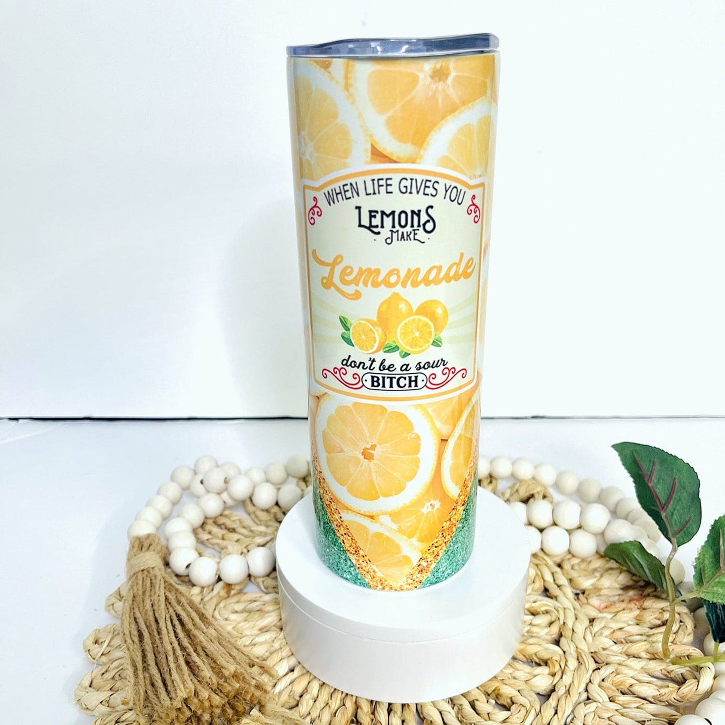 Lemonade 20 oz Skinny Straight Sublimated Custom Tumbler. Perfect Gift.