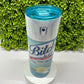 Sassy Elegance: Personalized 20 oz Stainless Steel Tumbler with 'Bitch Be Gone' Design, Lysol spray inspiration is Blue,  with Clear or Blue Colorful Lid