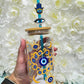 Custom hamsa evil eye turkish hamsa design 16 oz clear glass tumbler with bamboo lid