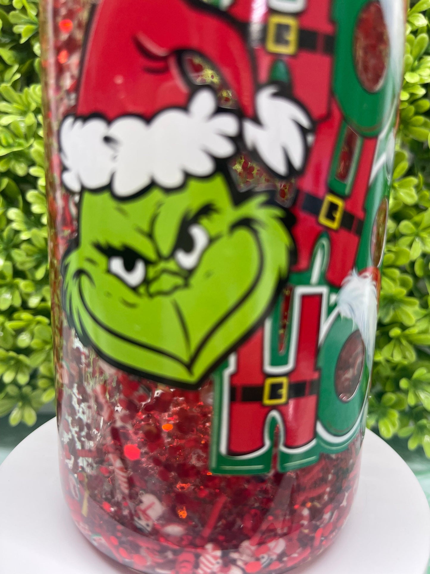 Snow Globe Glass Can Grinch Cup, perfect Christmas Holiday Gift