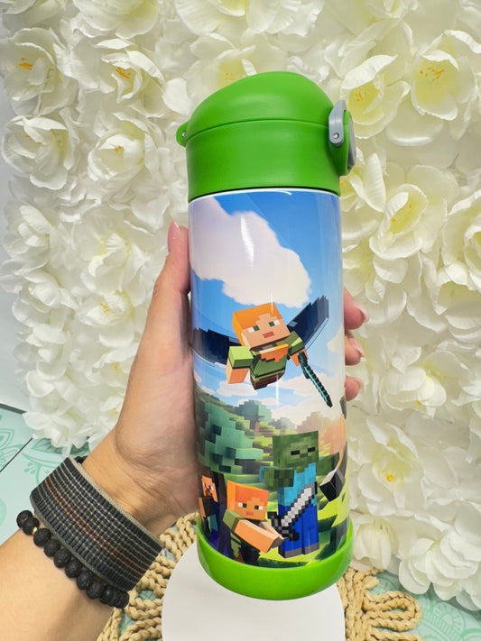 Custom Minecraft Kids Water Bottle. personalized straight bottle tumbler