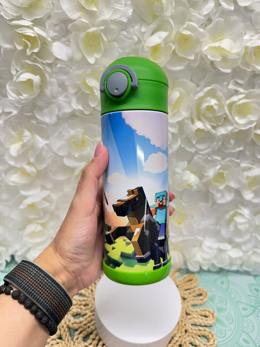 Custom Minecraft Kids Water Bottle. personalized straight bottle tumbler