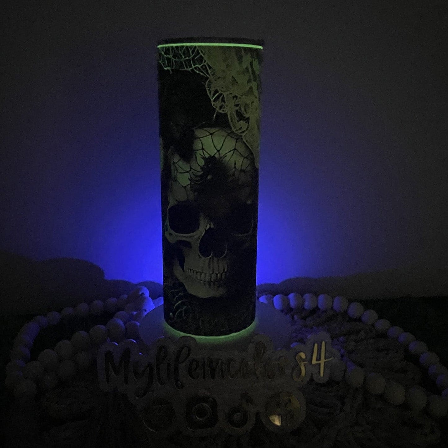 Glow in the Dark Skeleton Skull Tumbler. can be great for Halloween as well.