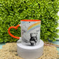 12 oz Custom cup Winnie the pooh png sublimation black and white colorful design  personalized Mugs with orange heart handle and orange interior