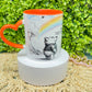 12 oz Custom cup Winnie the pooh png sublimation black and white colorful design  personalized Mugs with orange heart handle and orange interior