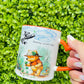 12 oz Custom cup Winnie the pooh png sublimation black and white colorful design  personalized Mugs with orange heart handle and orange interior