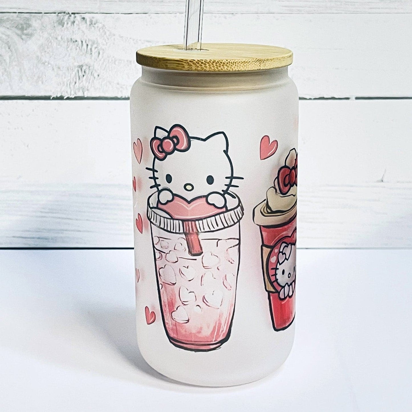 Kitty Glass Can 16 oz Cup Personalized