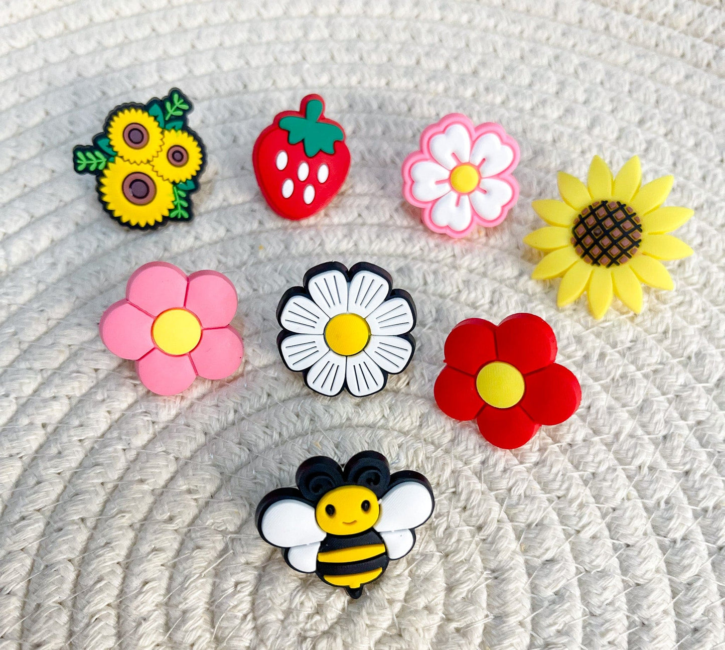 Flower, Bees,  Strawberrie Straw Toppers