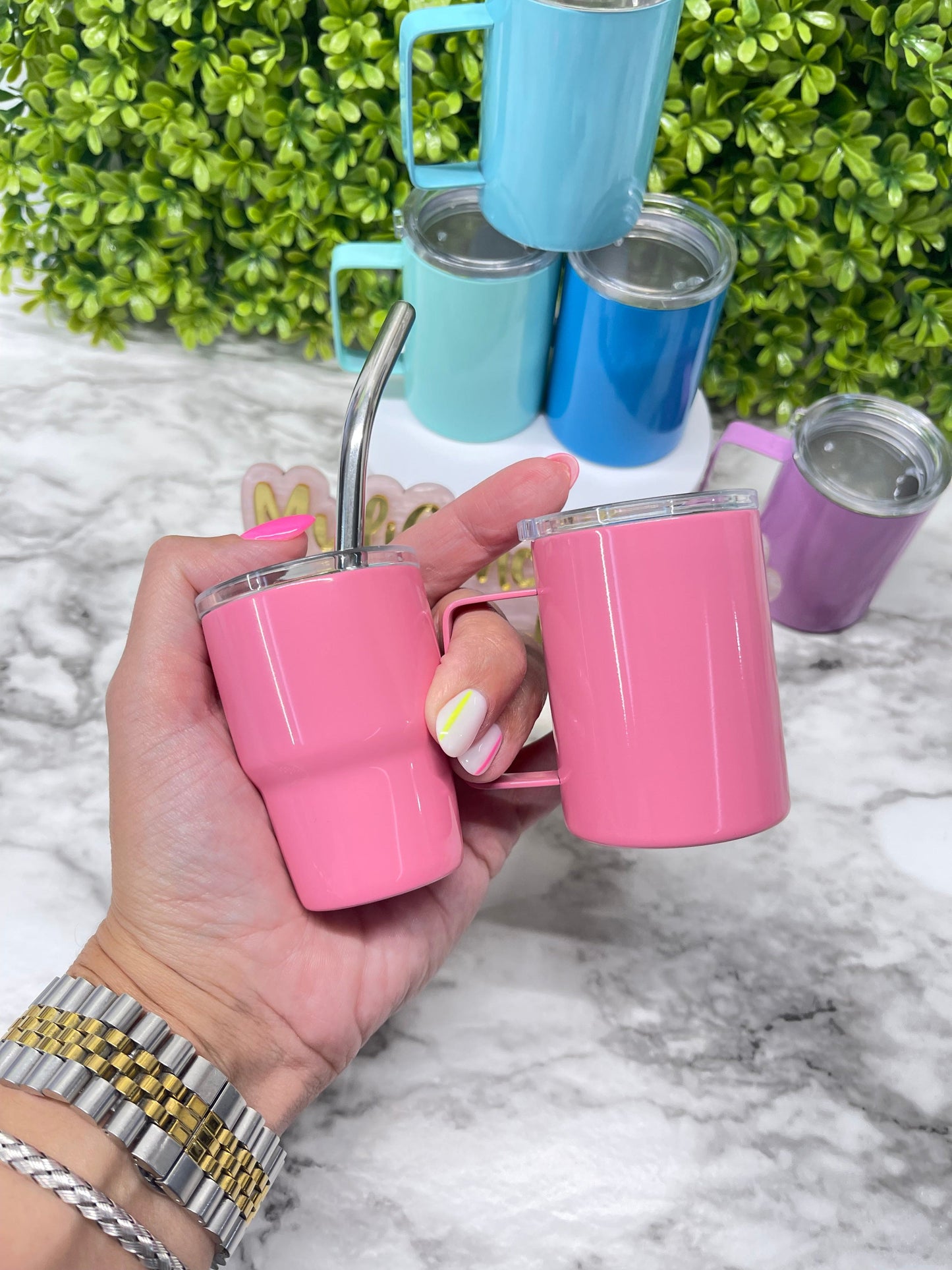 Mini MUG Tumbler With Handles 3 oz Stainless Steel Shot Glass with Lid / Straw Sublimation / Bachelorette / Gift Idea/ Bachelor Party Favor