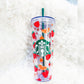 Custom Starbucks Orange and Strawberries Personalized Acrylic Tumbler