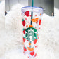 Custom Starbucks Orange and Strawberries Personalized Acrylic Tumbler