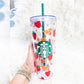 Custom Starbucks Orange and Strawberries Personalized Acrylic Tumbler