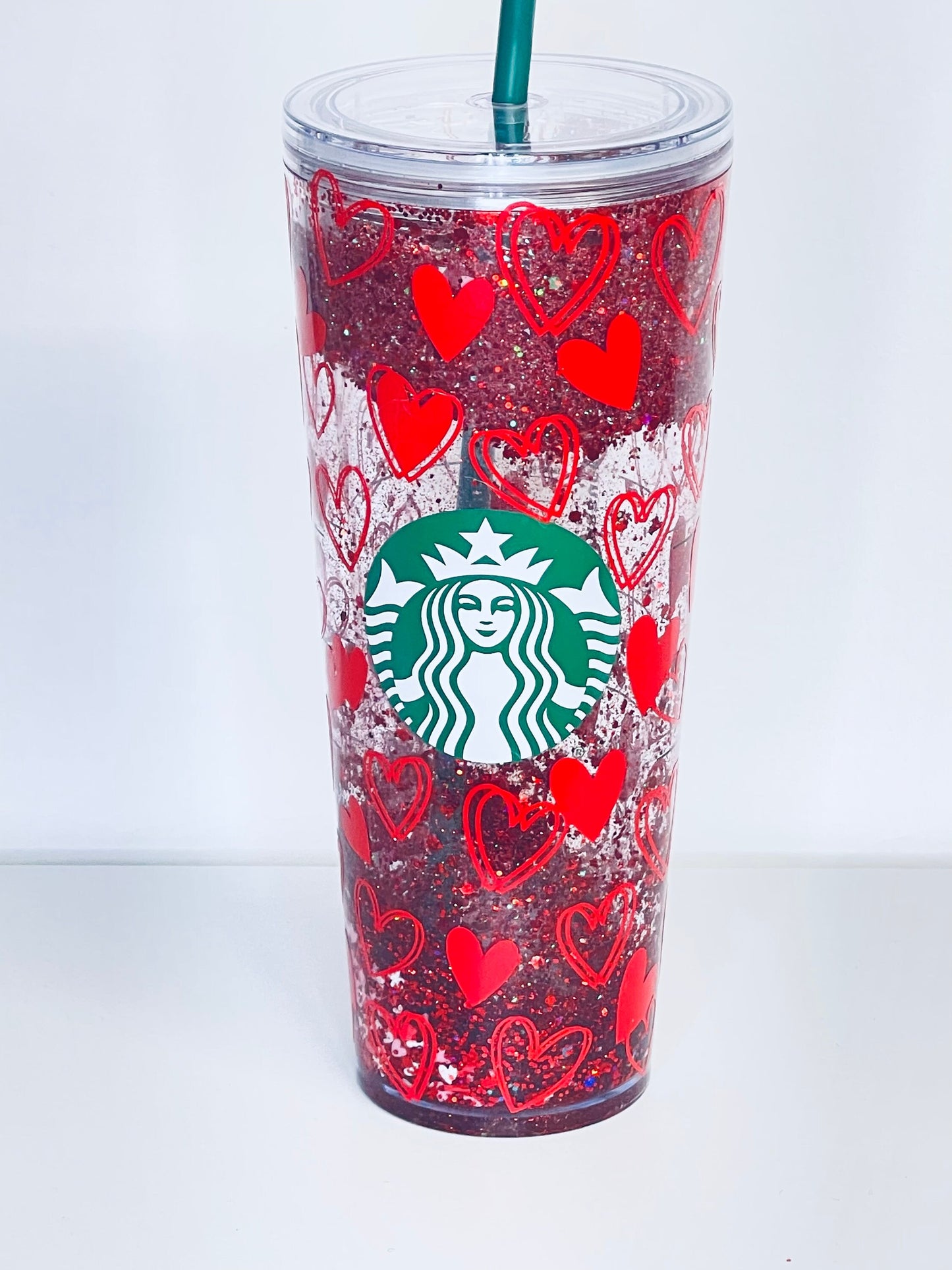 Starbucks Tumbler Valentines Glitter Snowglobe Liquid Filled and personalized