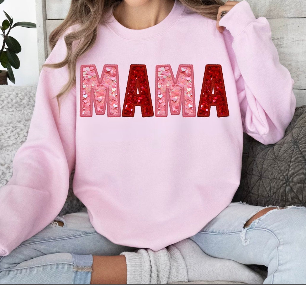 Custom Handmade Valentine matching Mama and Mini Cute crewneck/ sweatshirt